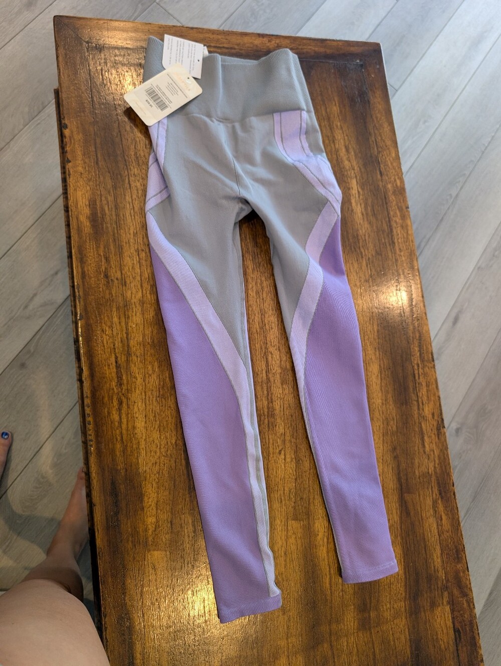 Lilac and Light Gray Fabletics Leggings Active Leggings - New Size s